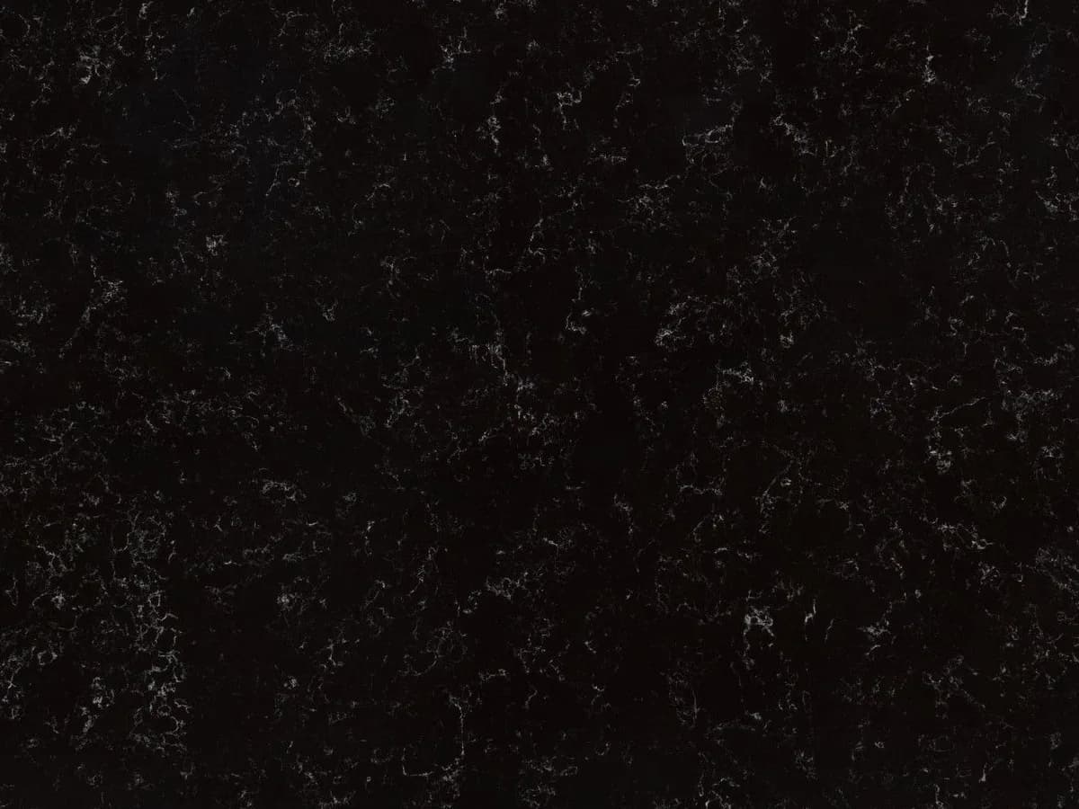 Belenco Spa Black 8727 kuvars tezgah, yüzey ve desenin yakın çekimi (üretici görseli)