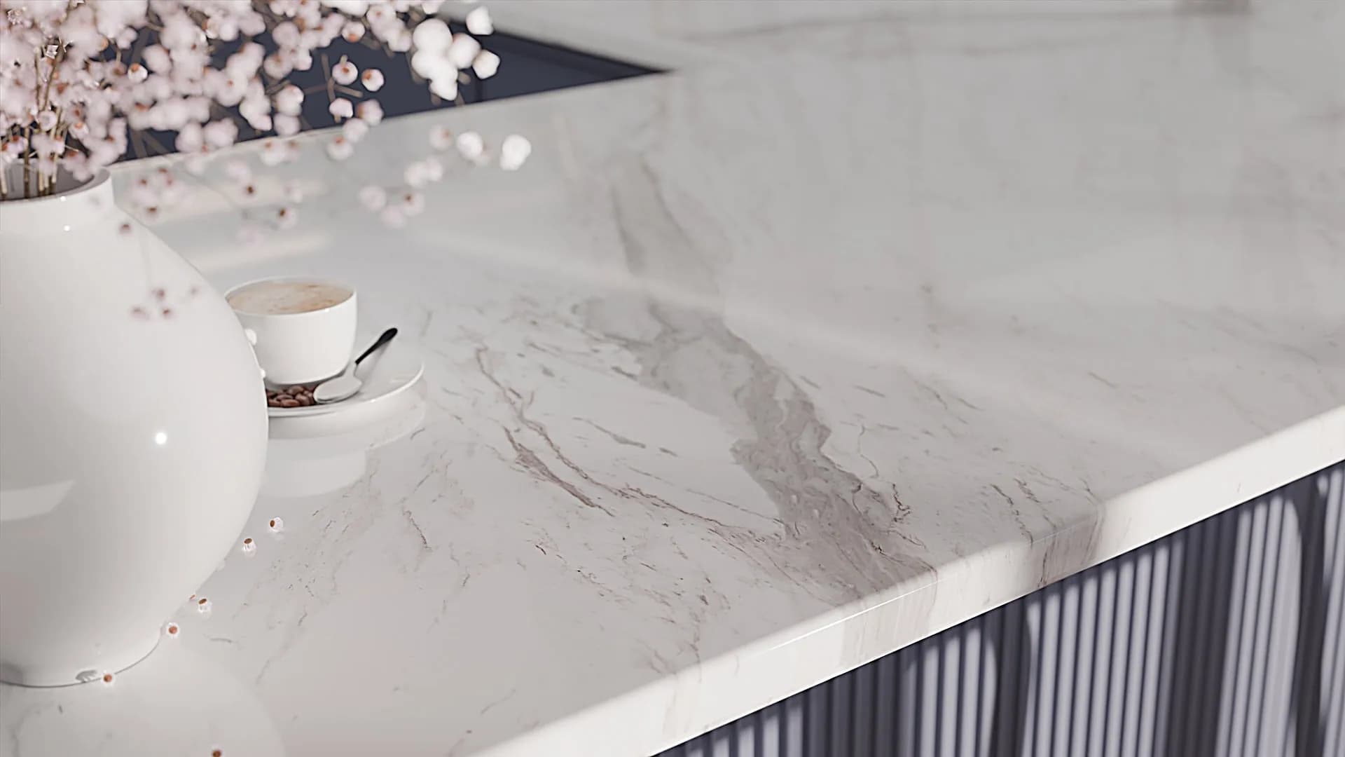 Çimstone Calacatta Nif 2074 kuvars tezgah uygulama örneği 3 (üretici görseli)