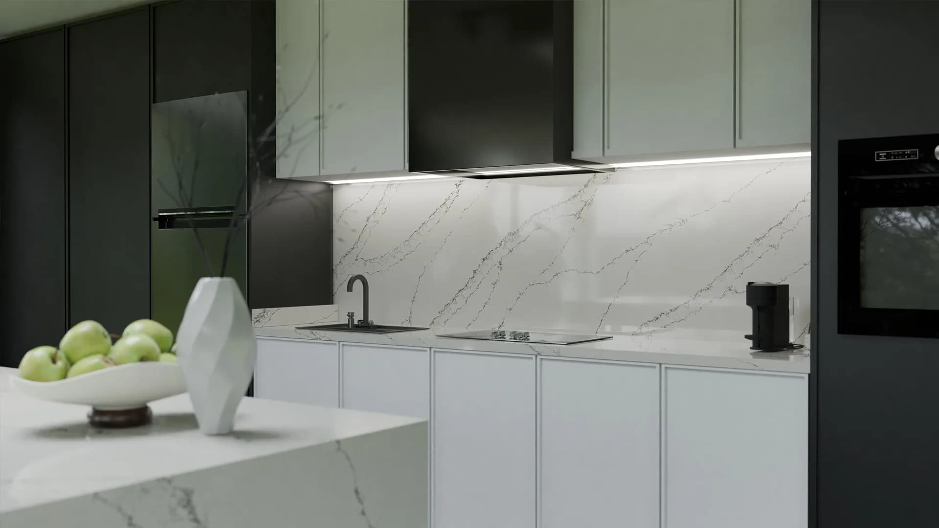 Çimstone Piastra 425 kuvars tezgah uygulama örneği 2 (üretici görseli)
