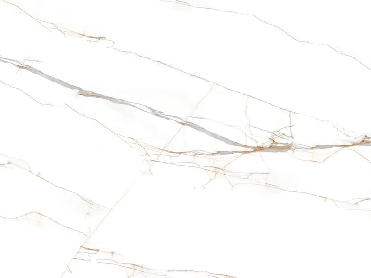Coante Cracked Calacatta 10128 kuvars tezgah, yüzey ve desenin yakın çekimi (üretici görseli)